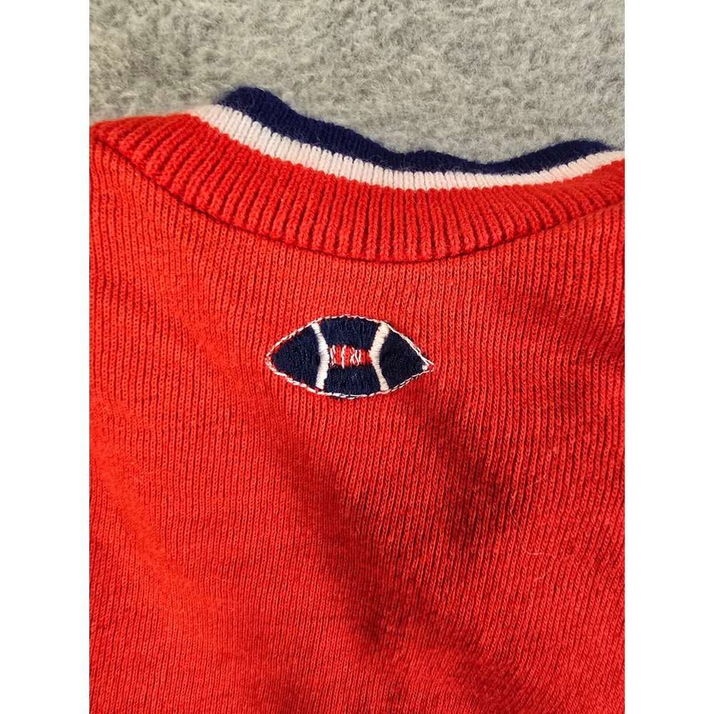 Vintage 70s Baby Boy Red Cardigan Navy Blue Pants Set Sport Football Detail 6-9m - Picture 8 of 16